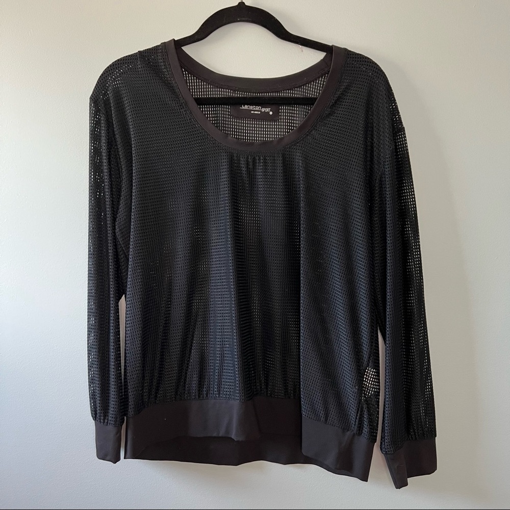 Lanston Sport Black Mesh Top